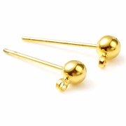 Ørestikker med kugle og øje. 14k guld belagt. 16 mm. 1 par